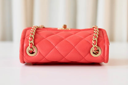 Chanel caviar mini square coral