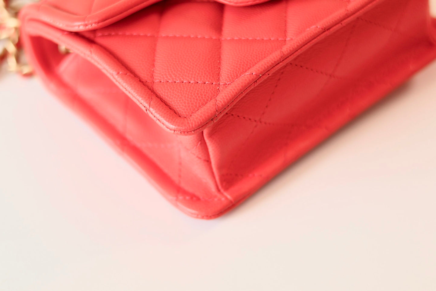 Chanel caviar mini square coral