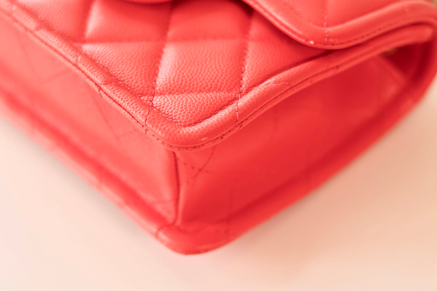 Chanel caviar mini square coral