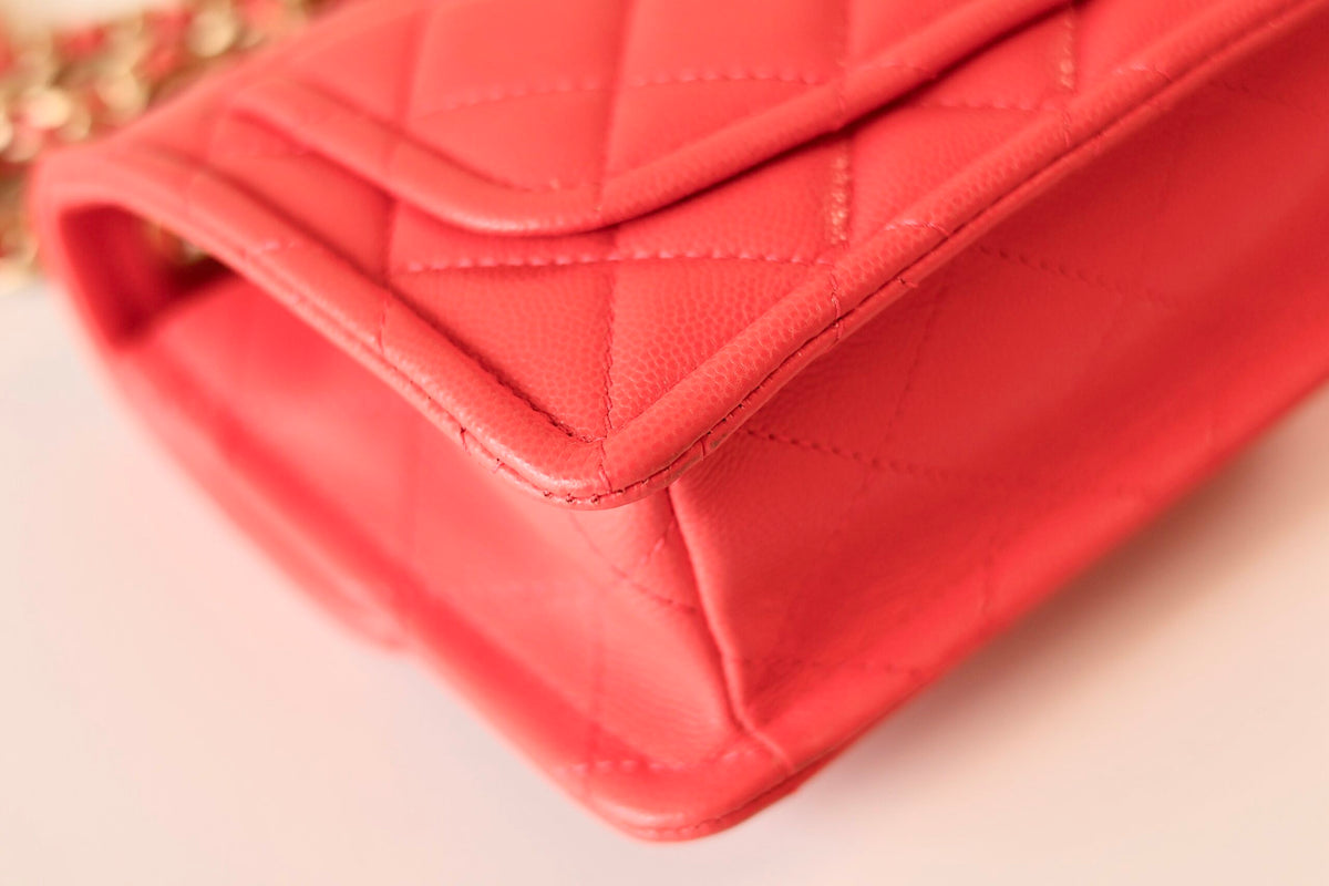 Chanel caviar mini square coral
