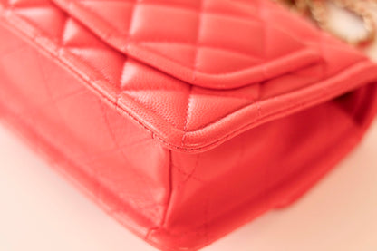Chanel caviar mini square coral