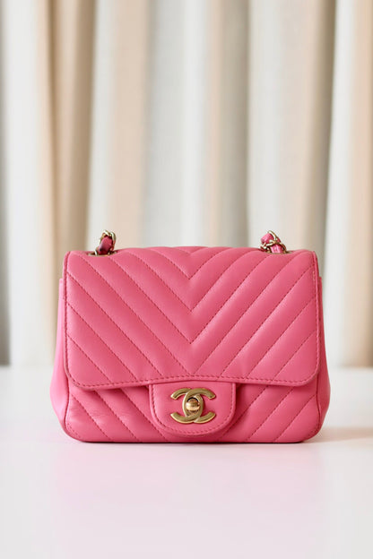 Chevron Mini Square Pink