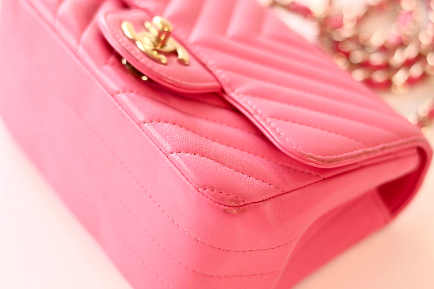 Chevron Mini Square Pink