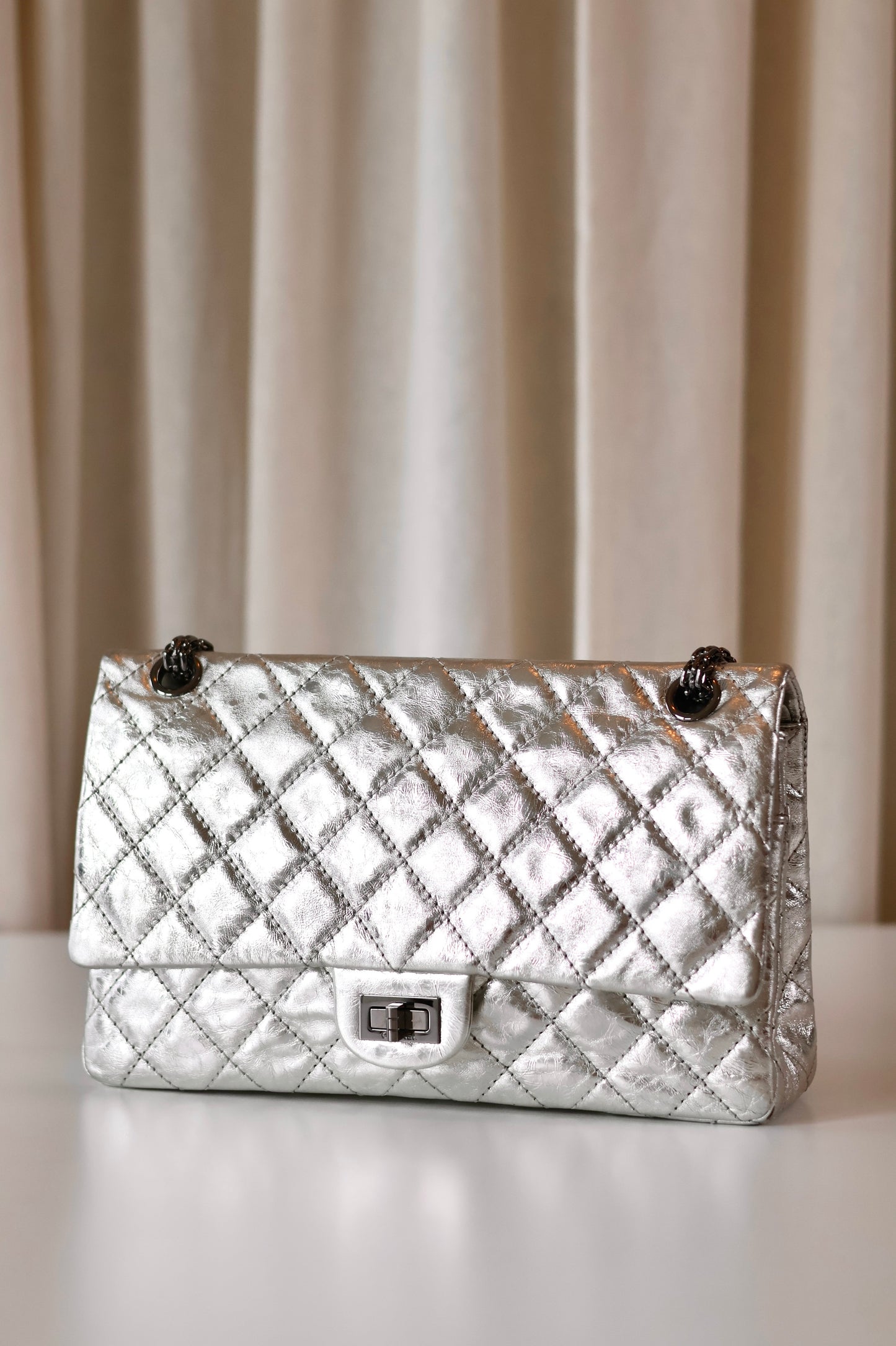 Chanel silver metallic Reissue