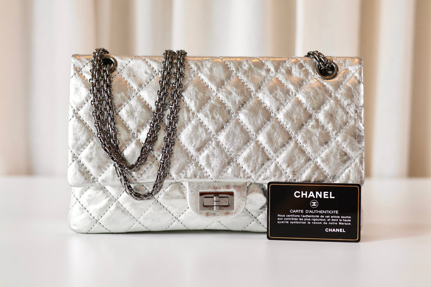 Chanel silver metallic Reissue