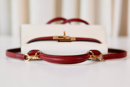 Hermes mini Kelly Special Order Nata - Rouge H
