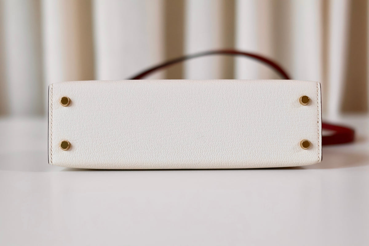 Hermes mini Kelly Special Order Nata - Rouge H