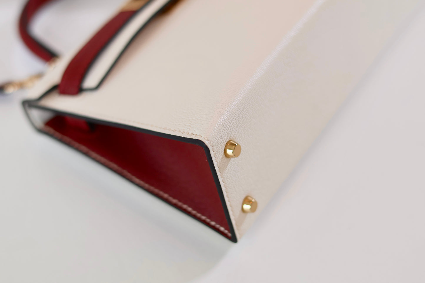 Hermes mini Kelly Special Order Nata - Rouge H