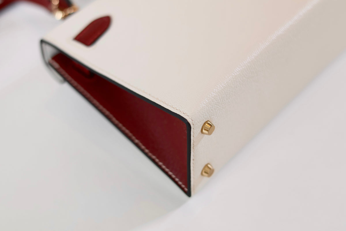 Hermes mini Kelly Special Order Nata - Rouge H