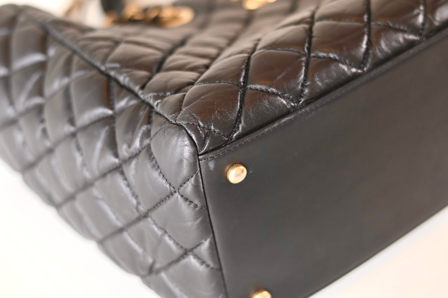 Chanel black quilted shopper