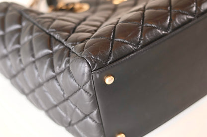 Chanel black quilted shopper