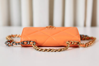 Chanel wallet on chain 19 orange