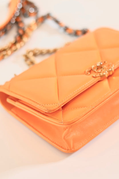Chanel wallet on chain 19 orange