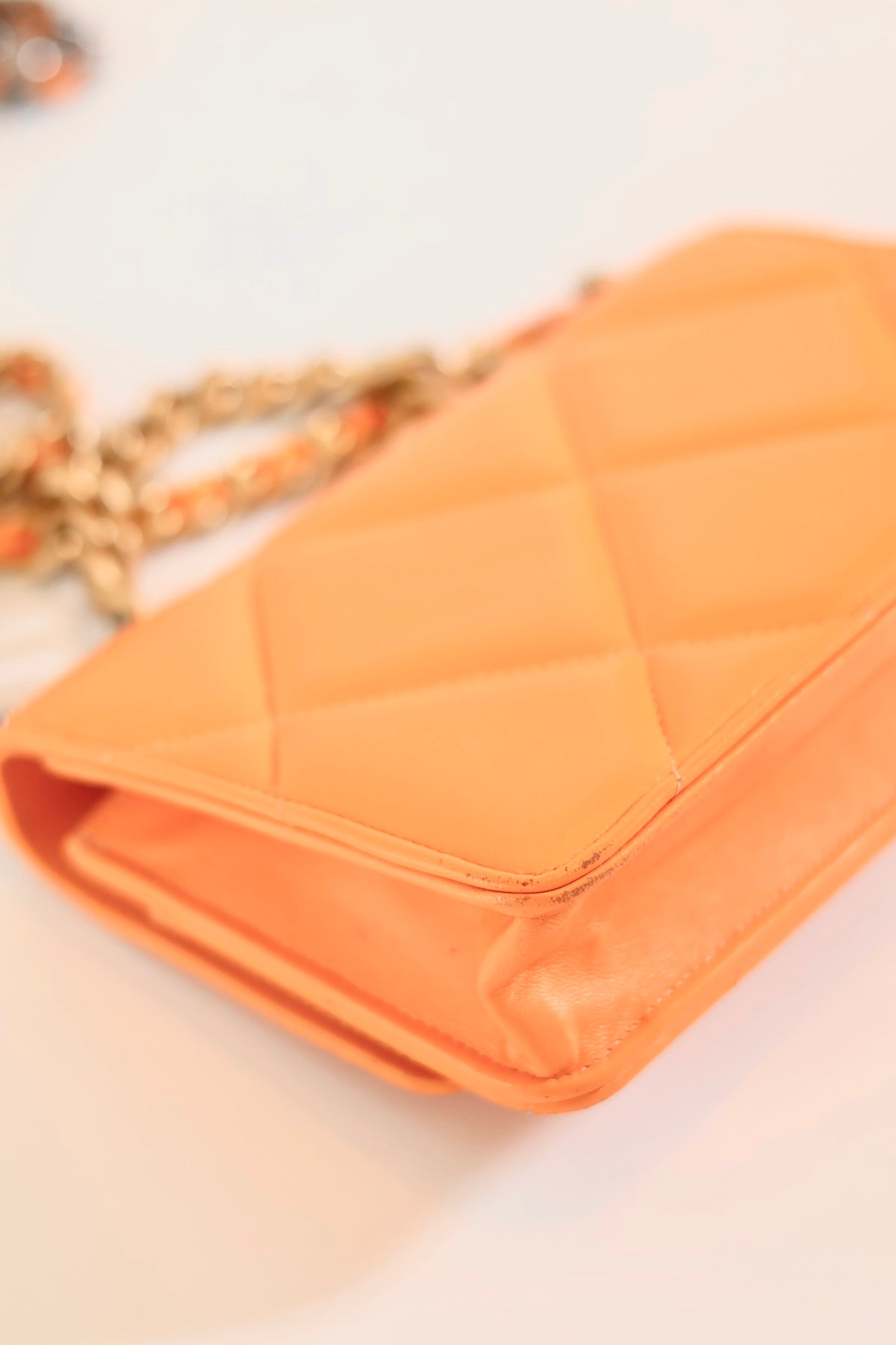 Chanel wallet on chain 19 orange