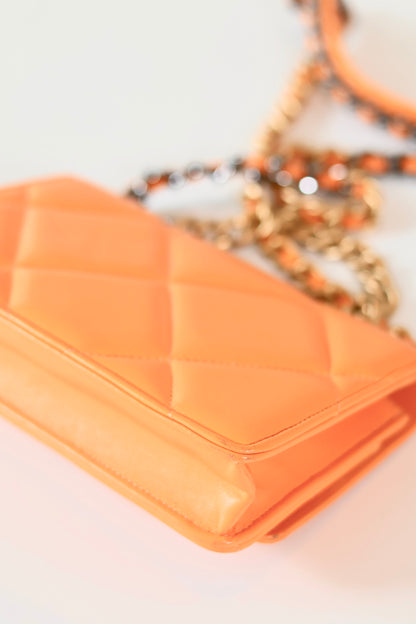 Chanel wallet on chain 19 orange