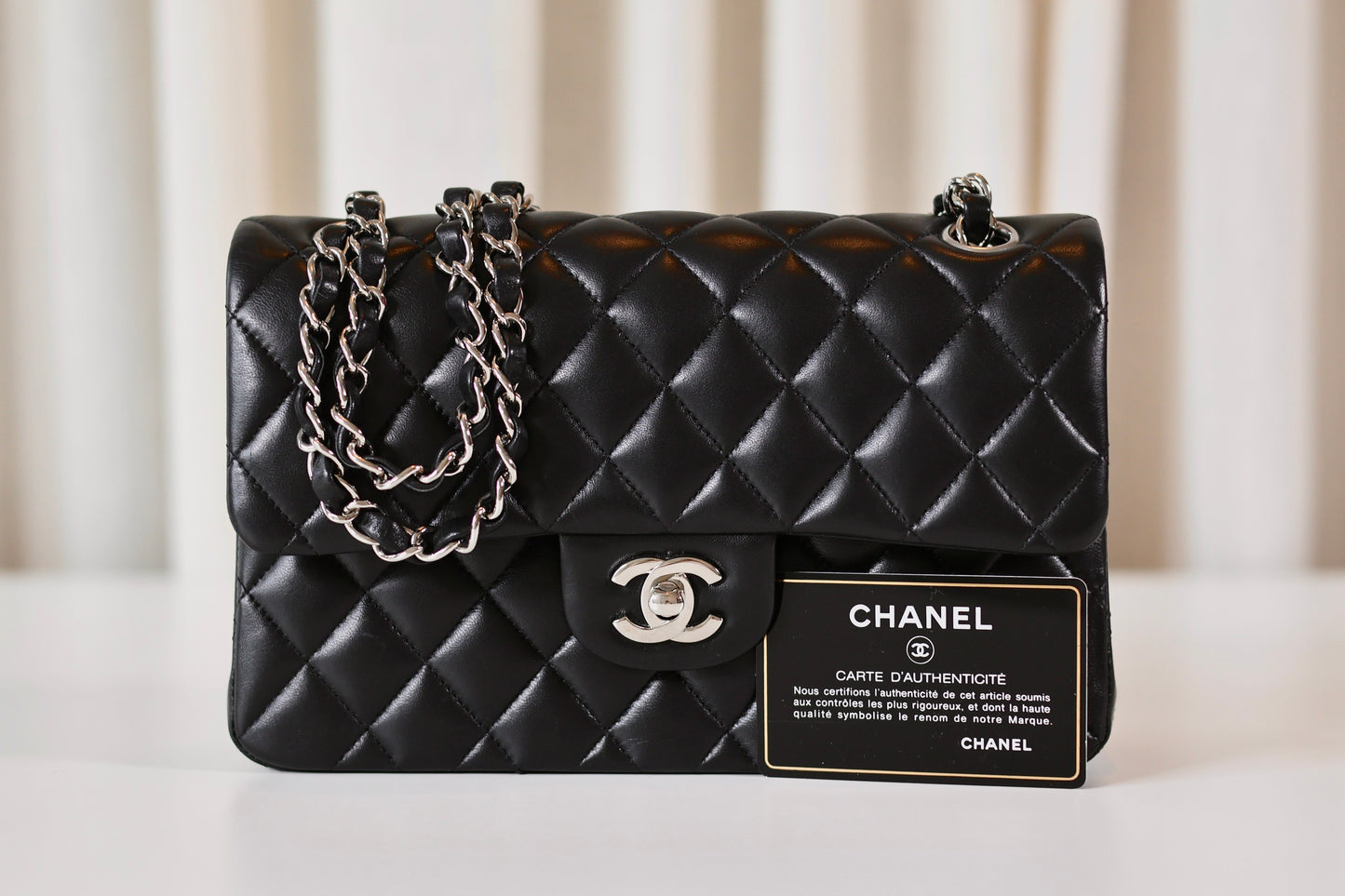 Chanel classic small double flap bag black