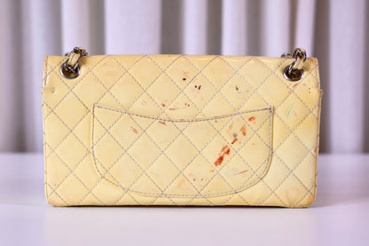 Chanel patent double flap bag yellow