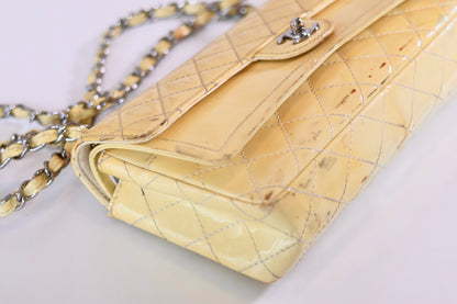 Chanel patent double flap bag yellow