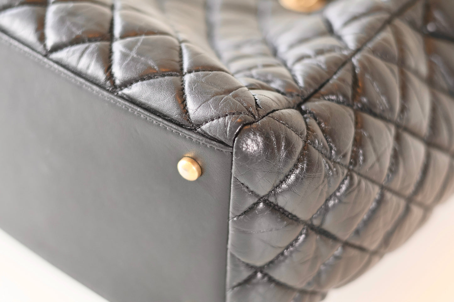 Chanel black quilted shopper