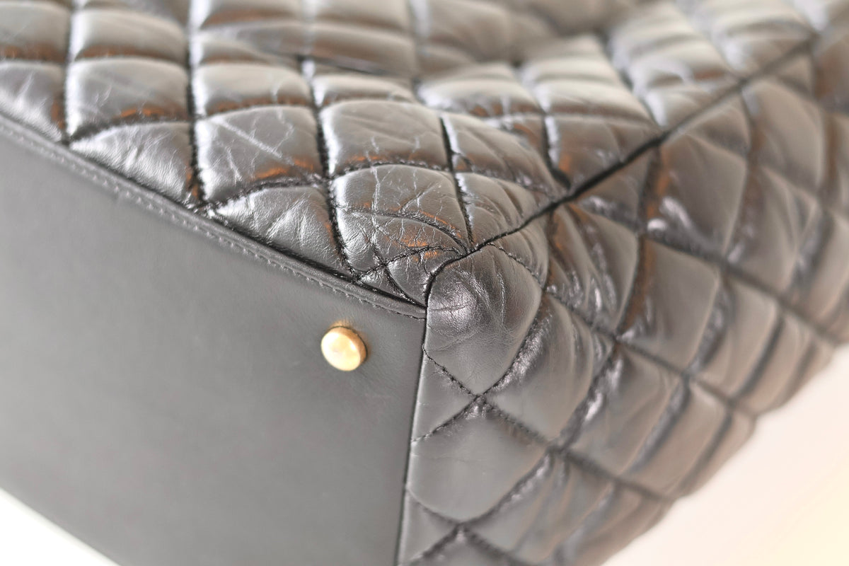 Chanel black quilted shopper