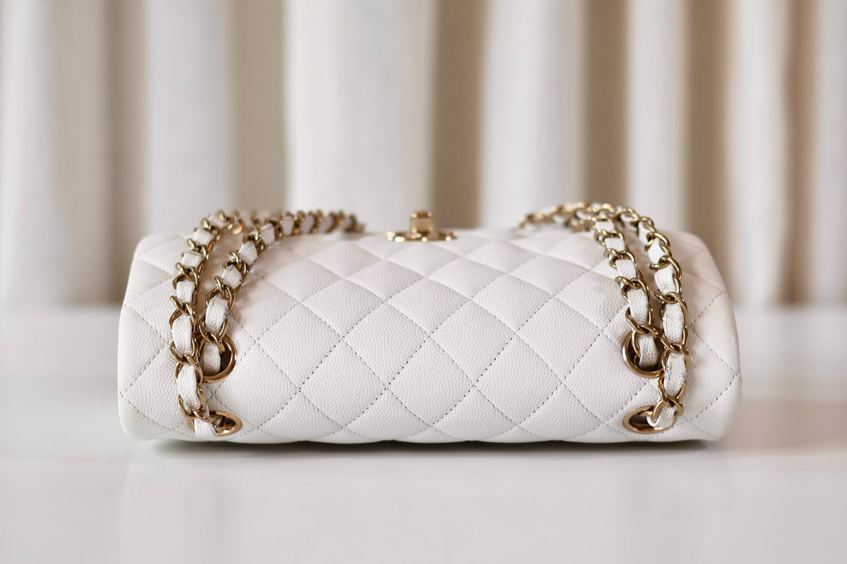 Chanel classic small double flap bag white