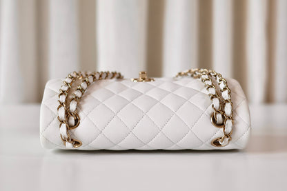 Chanel classic small double flap bag white