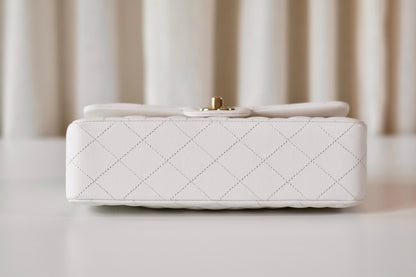 Chanel classic small double flap bag white