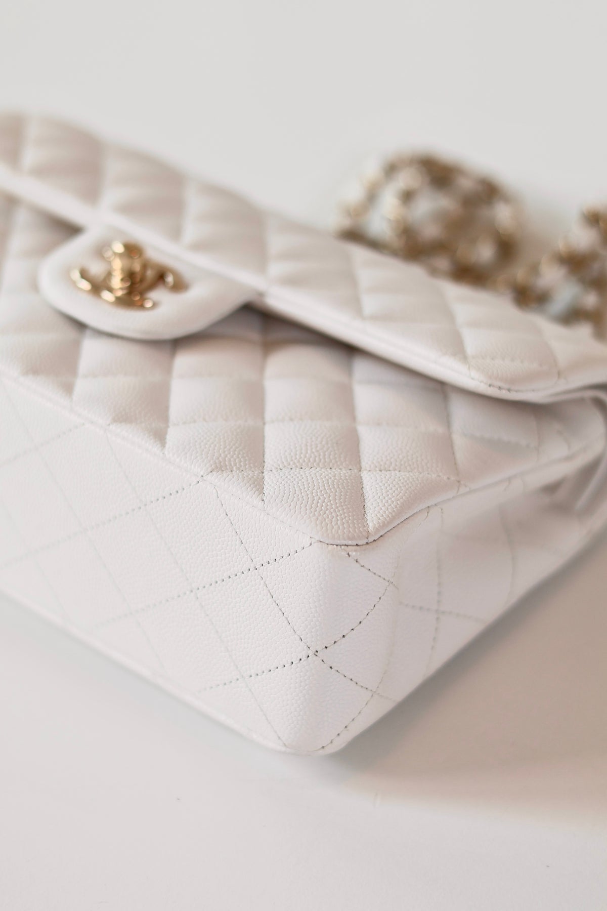Chanel classic small double flap bag white