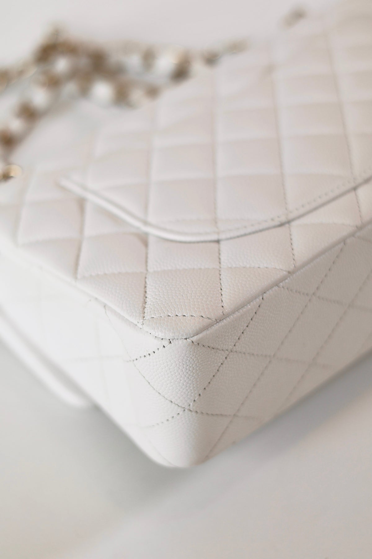 Chanel classic small double flap bag white