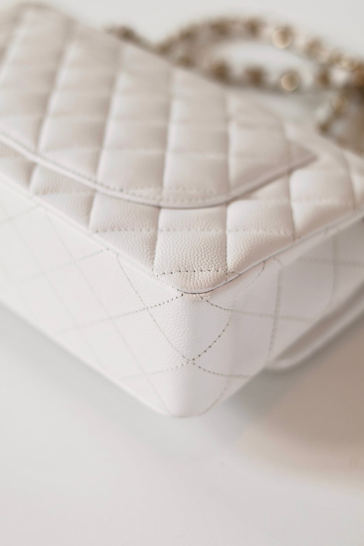 Chanel classic small double flap bag white