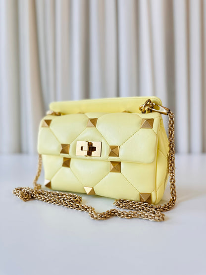 Valentino yellow Stud Roman bag