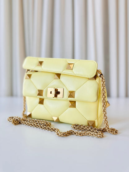 Valentino yellow Stud Roman bag