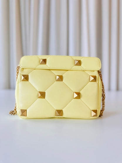 Valentino yellow Stud Roman bag