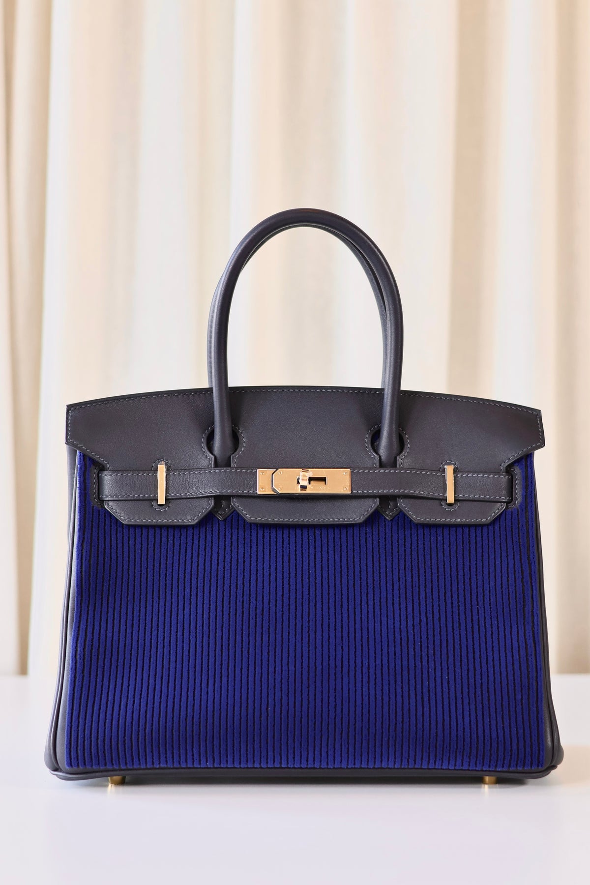 Hermès Birkin 30 Côte à Côte Tuffetage Bleu Saphir - Cabane