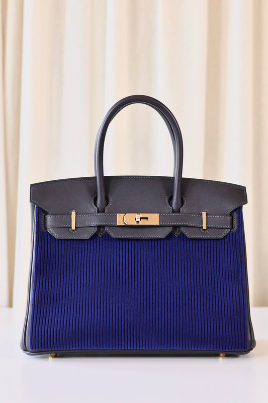 Hermès Birkin 30 Côte à Côte Tuffetage Bleu Saphir - Cabane