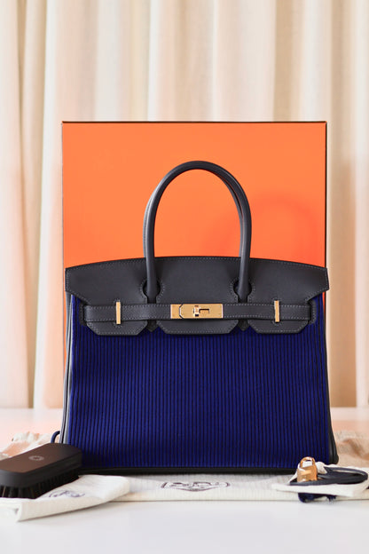 Hermès Birkin 30 Côte à Côte Tuffetage Bleu Saphir - Cabane