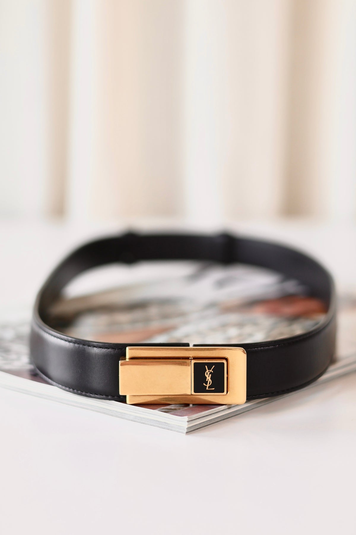 Saint Laurent Charniere Belt Black