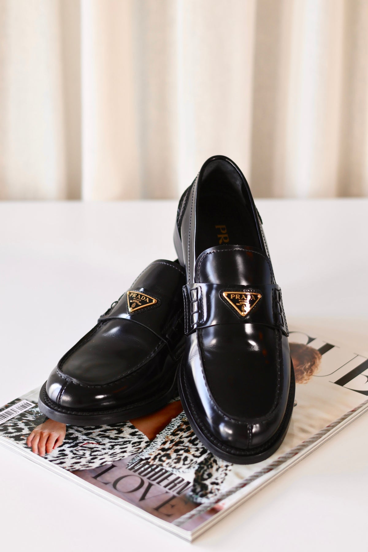 Prada Loafers Black Box Leather