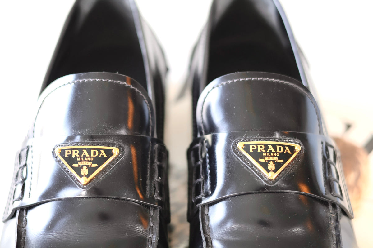 Prada Loafers Black Box Leather