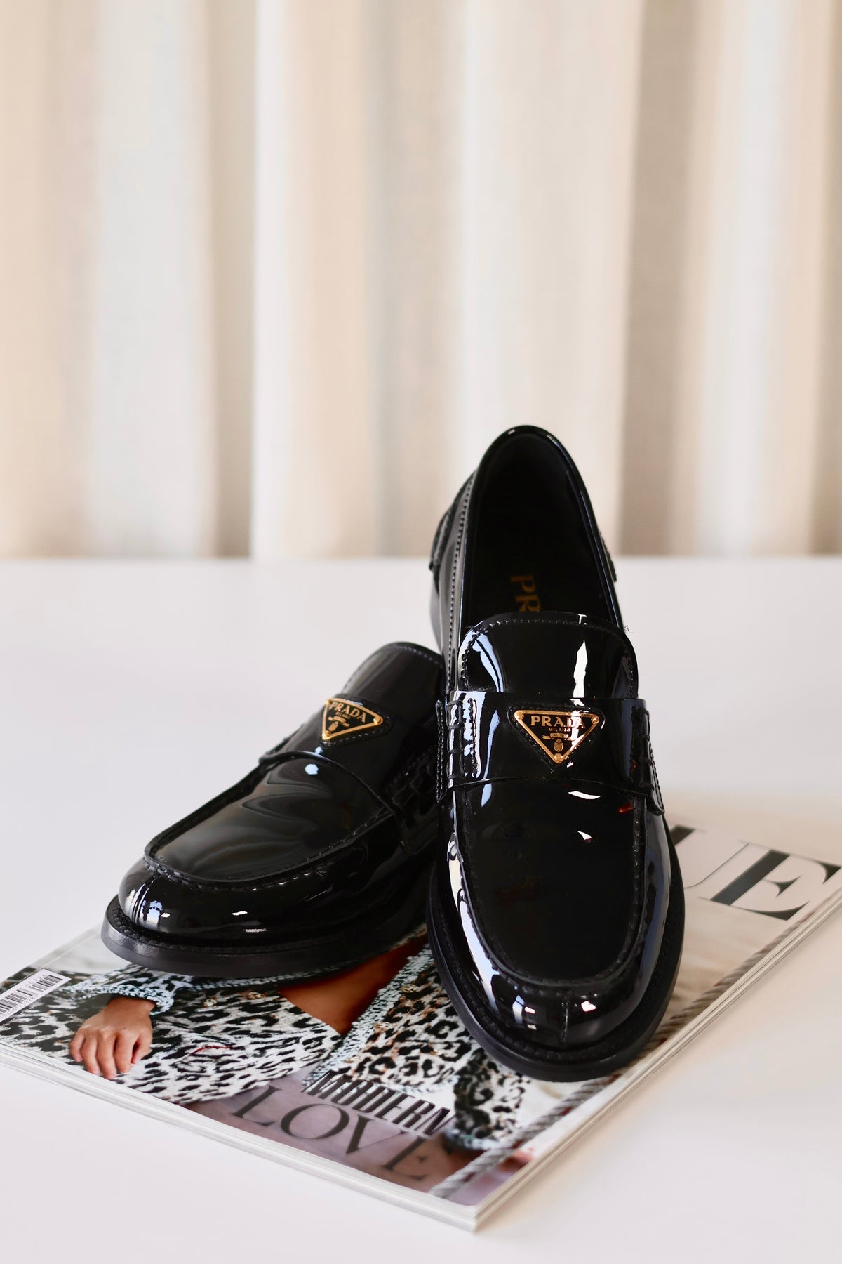 Prada Loafers Black Patent Leather