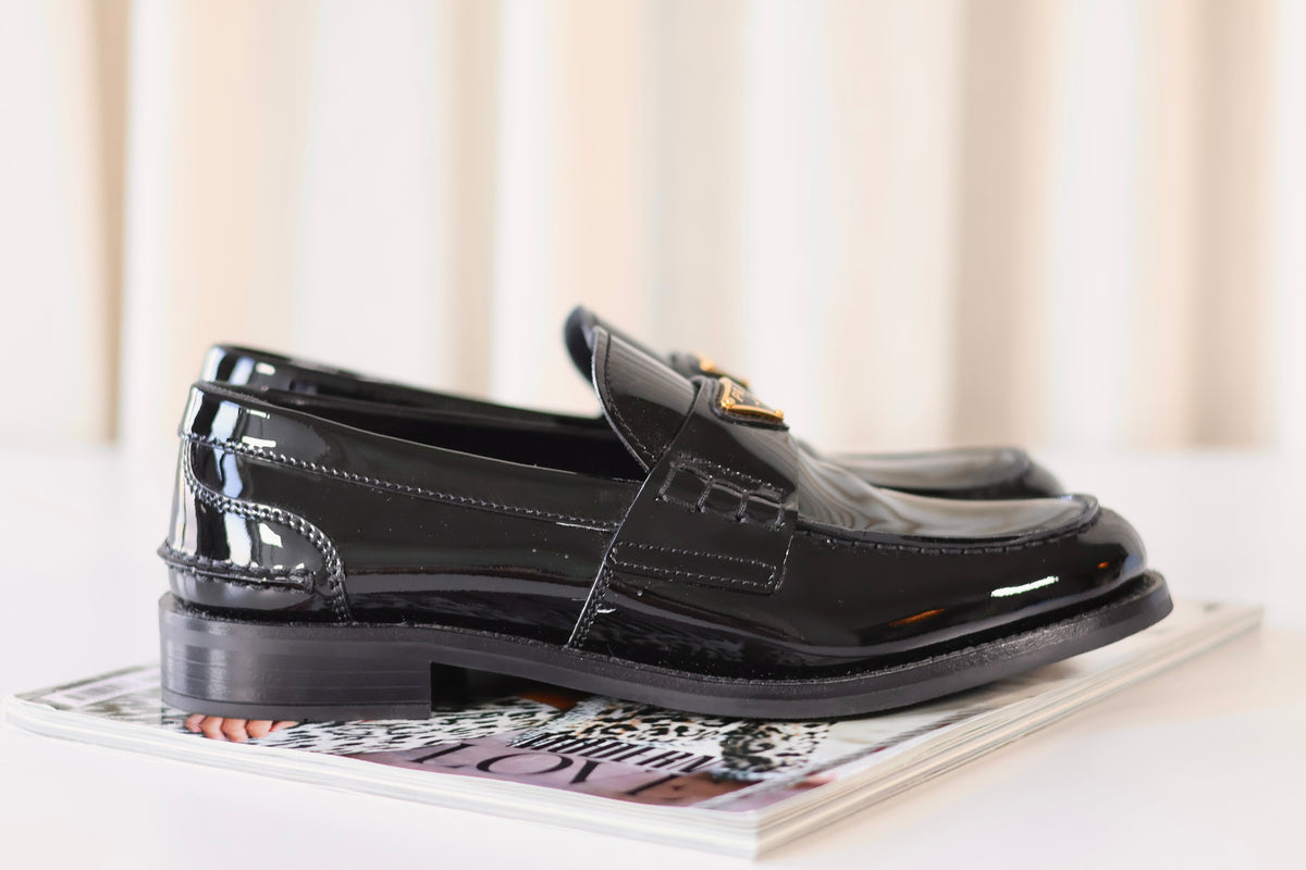 Prada Loafers Black Patent Leather