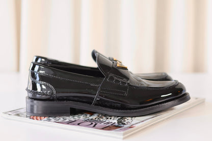Prada Loafers Black Patent Leather
