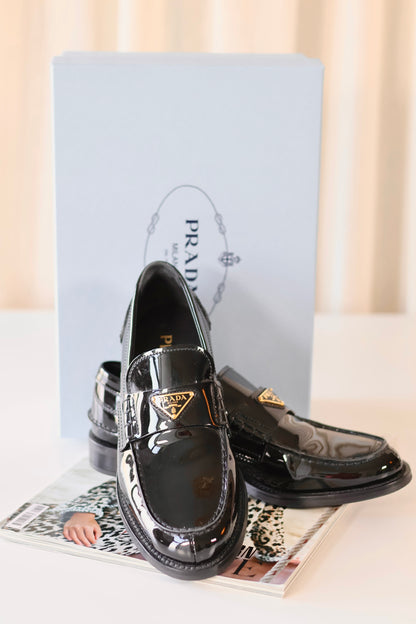 Prada Loafers Black Patent Leather