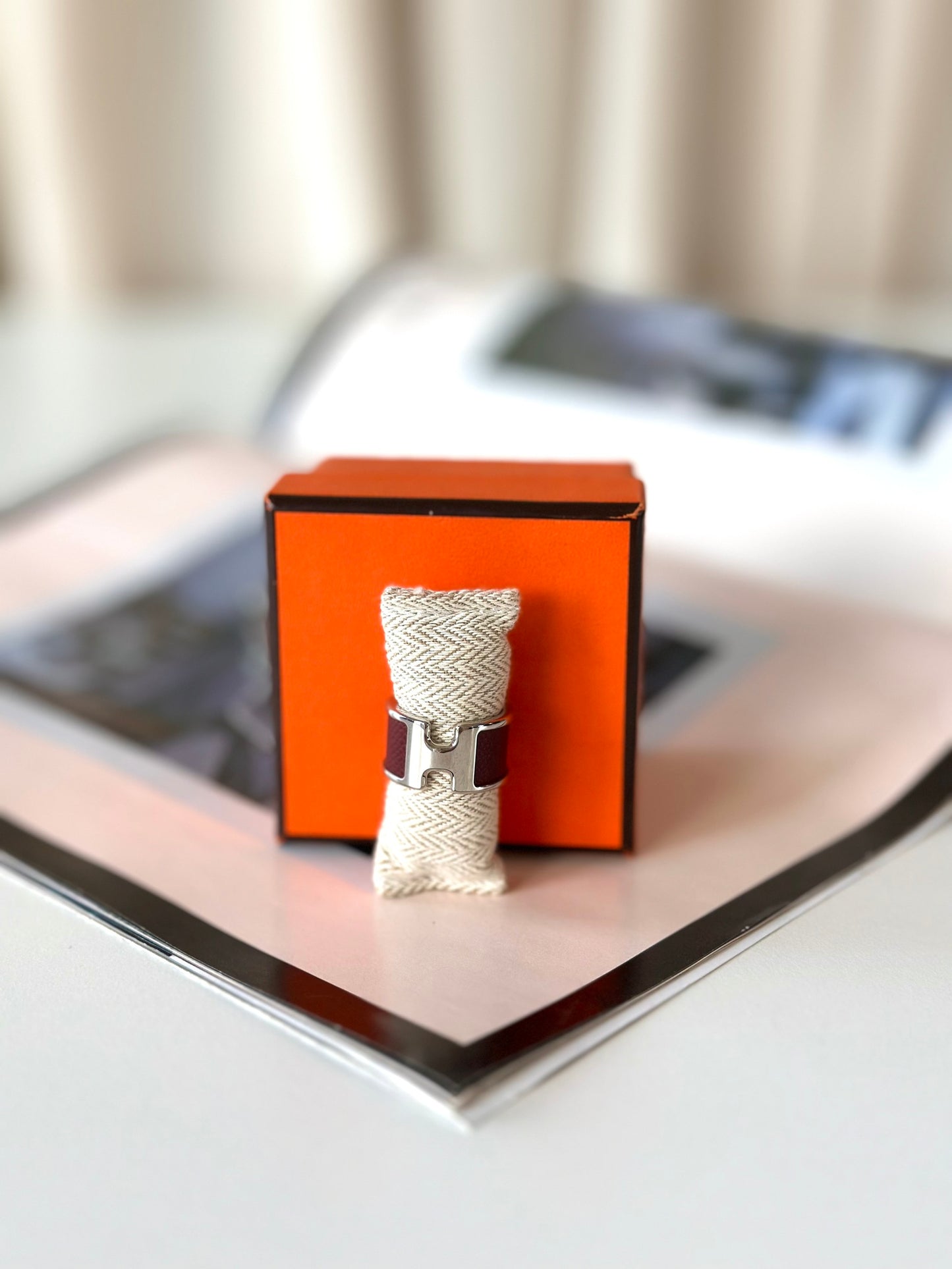 Hermes H ring bordeaux