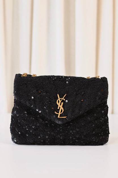 Saint Laurent Loulou small black sequin