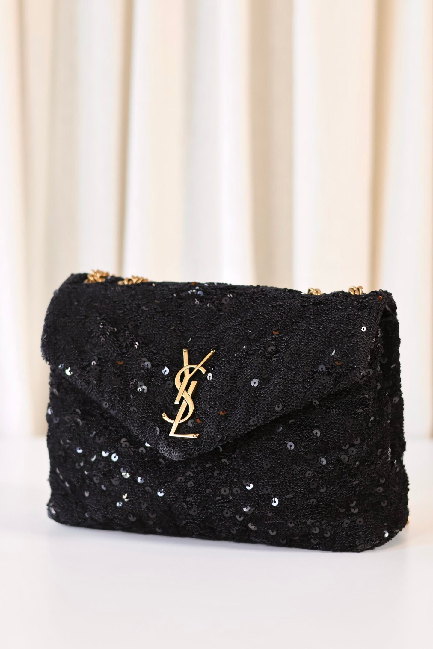 Saint Laurent Loulou small black sequin