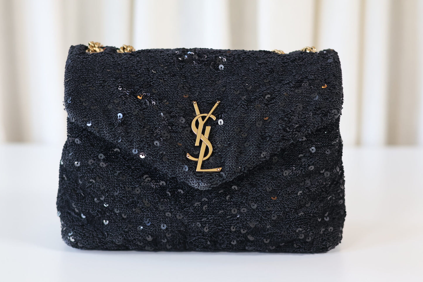 Saint Laurent Loulou small black sequin