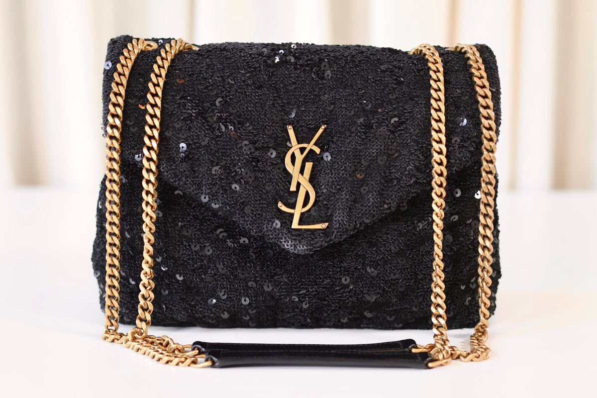 Saint Laurent Loulou small black sequin