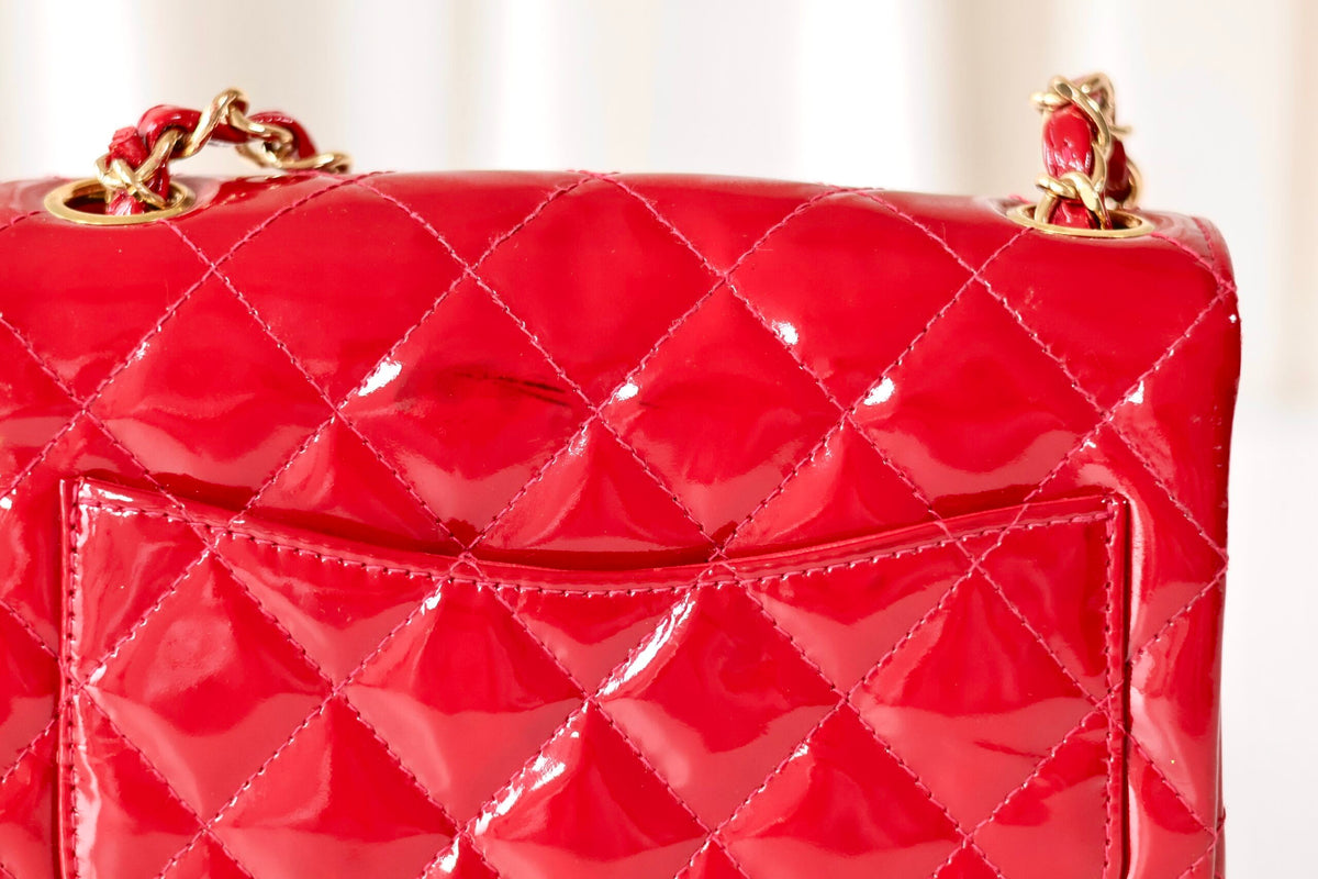 Chanel red patent mini square