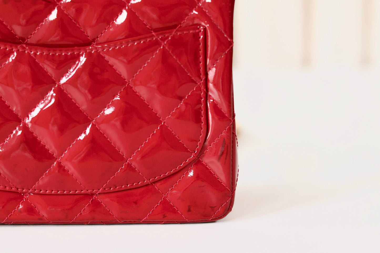 Chanel red patent mini square